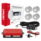 Sistema di assistenza al parcheggio con quattro sensori color argento e cicalino
