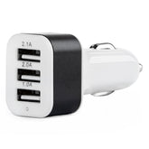 Caricatore USB da auto bianco con 3 porte USB