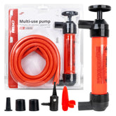 Pompa manuale 3 in 1 per aria e liquidi in nero e rosso