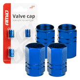 Tappi valvola blu in alluminio, 4 pezzi.
