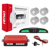 Sensore di parcheggio con quattro sensori color argento e display LED COB