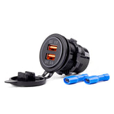 Caricatore USB impermeabile con doppia porta USB e illuminazione rossa