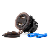 Caricatore USB impermeabile con voltmetro digitale e due porte USB