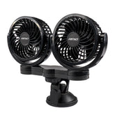 Ventilatore per auto con due ventole da 4 pollici e fissaggio a ventosa