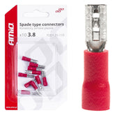 Connettori faston femmina isolati rossi da 3,8 mm