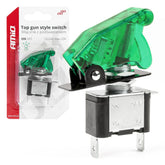 Interruttore a bilanciere Top Gun con luce verde, vista frontale