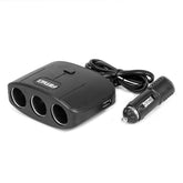 Presa sdoppiatrice auto a 3 vie con due porte USB-A