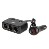 Presa accendisigari tripla con porte USB e display digitale