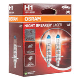 Lampadine alogene Osram H1 Night Breaker Unlimited 12 V 55 W, confezione da 2 pezzi.