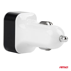 Hvid biloplader med 3 USB-porte