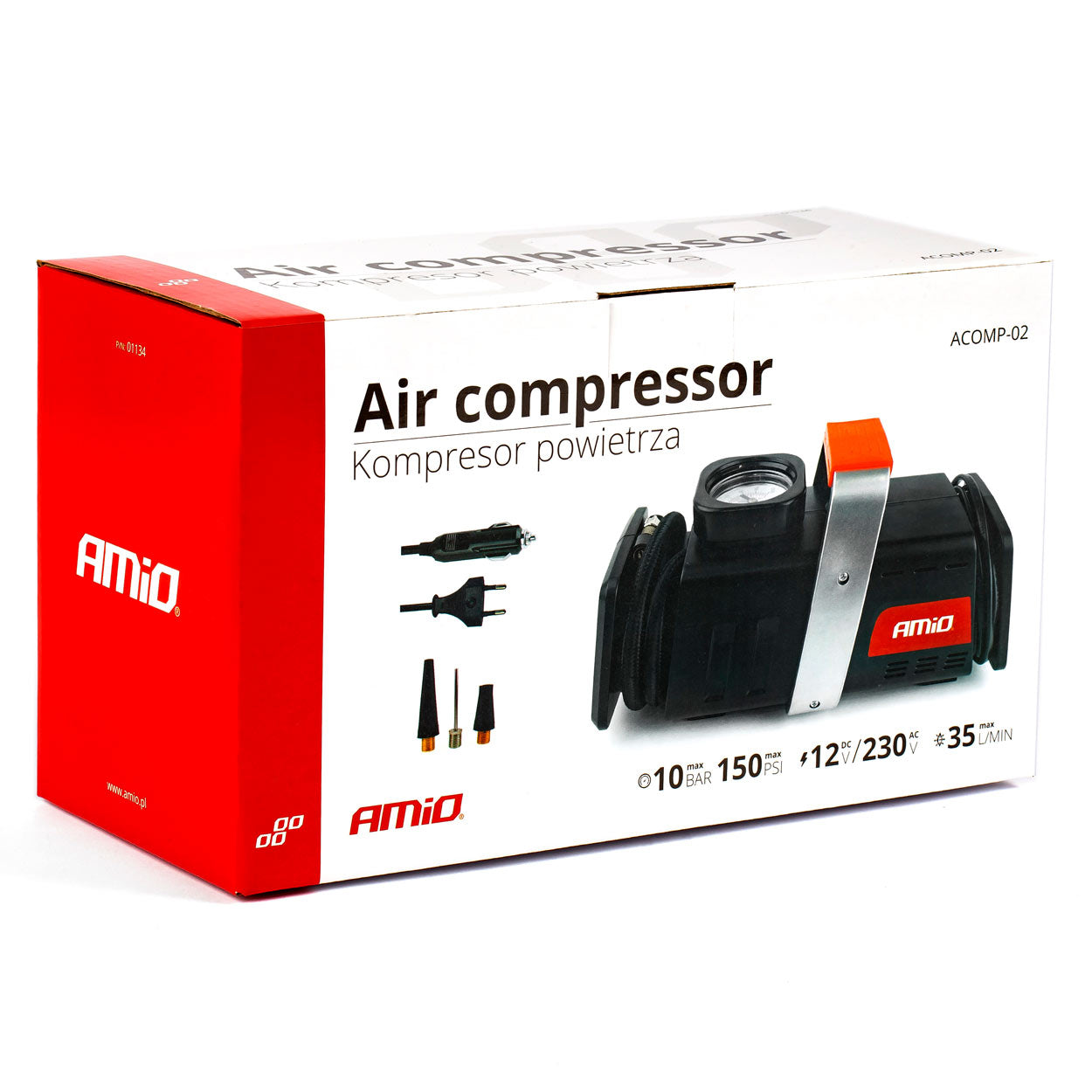 Set compressore per auto visto di lato