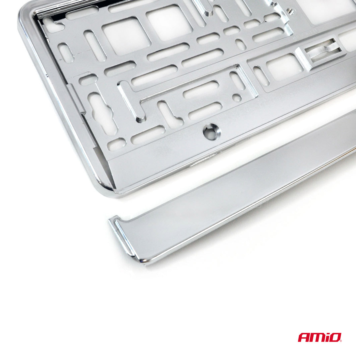 Portatarga silver metallizzato con listello a scatto