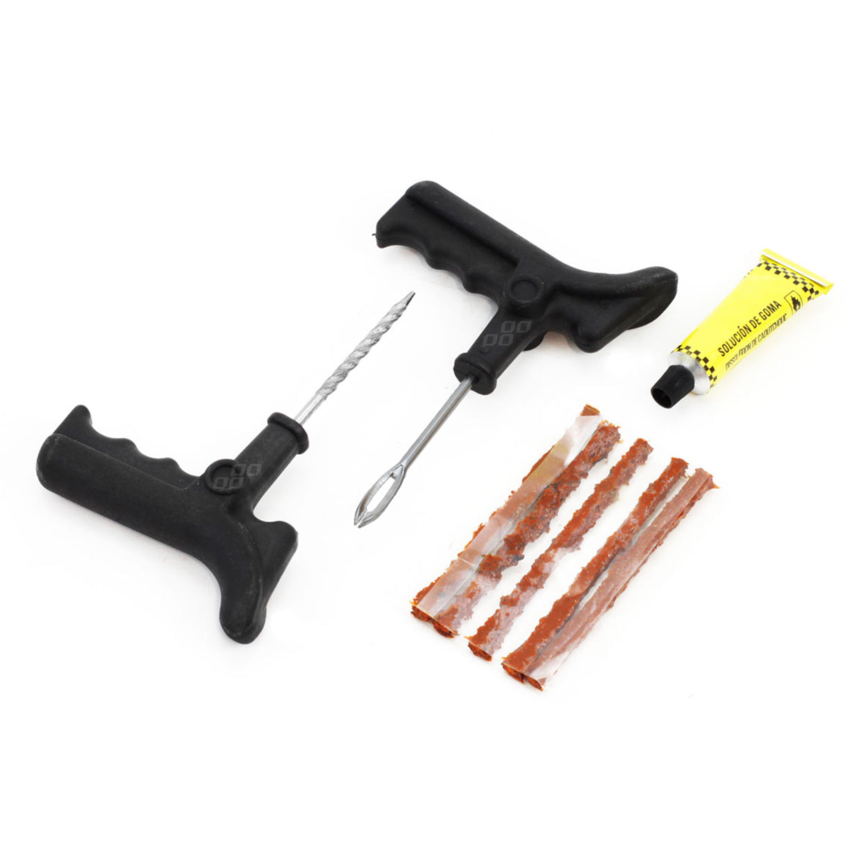 Kit riparazione pneumatici tubeless con attrezzi e corde di riparazione