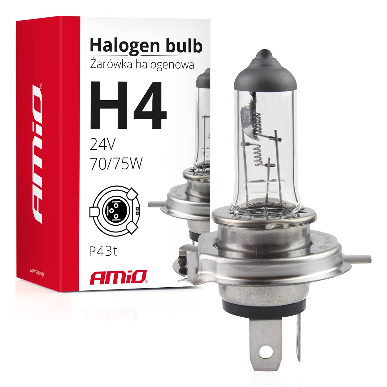 Lampadina alogena H4 24 V 75/70 W con filtro UV