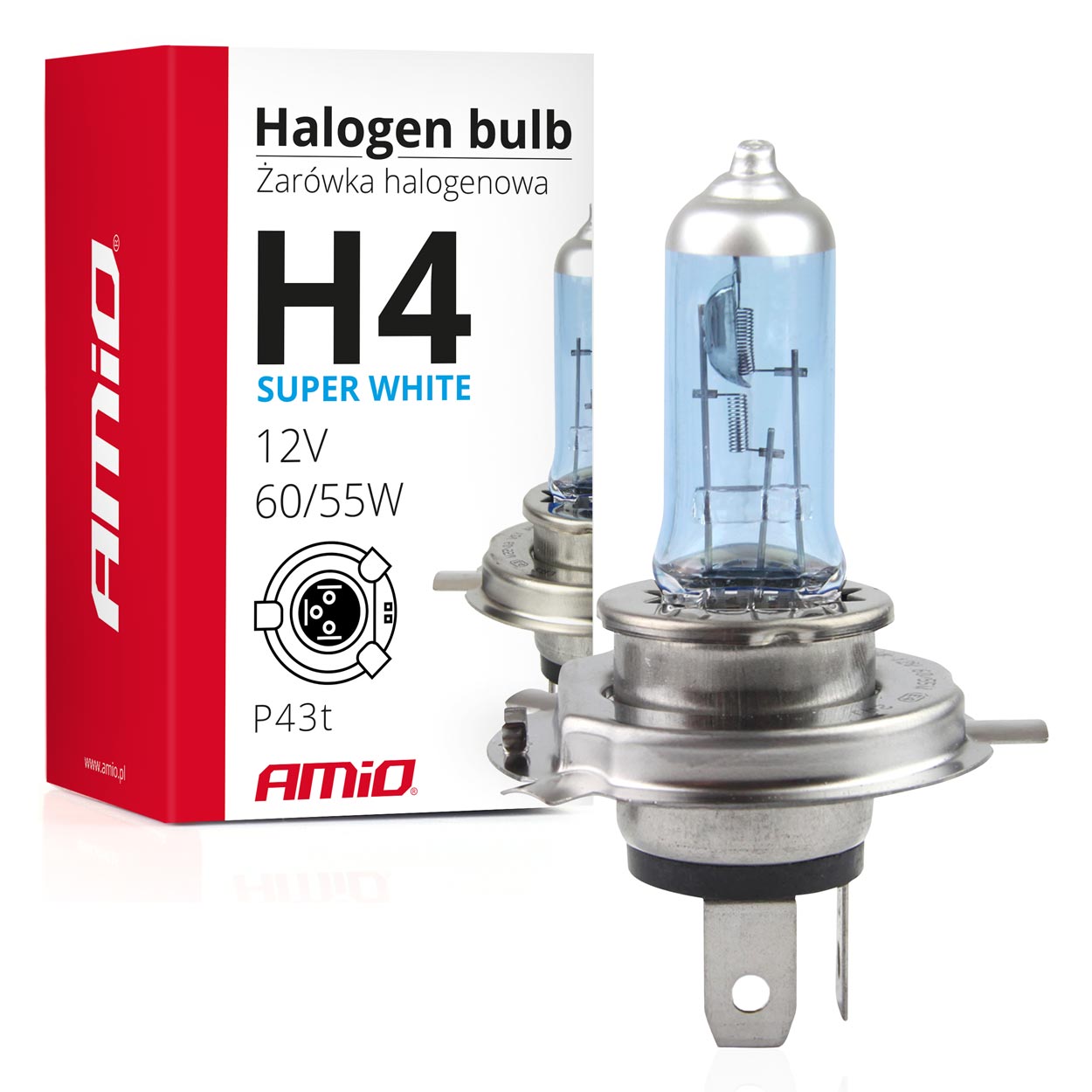 Lampadina alogena H4 Super White con filtro UV