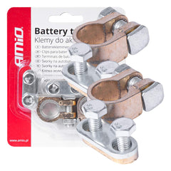 Morsetti batteria in ottone, set da 2 pezzi.