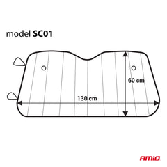 Parasole per parabrezza argentato con rivestimento in alluminio