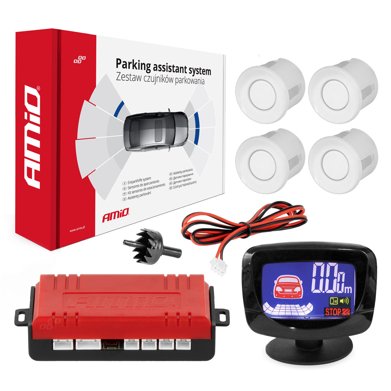 Assistente al parcheggio LED-GRAF con quattro sensori bianchi