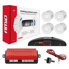Assistente di parcheggio con display LED e quattro sensori bianchi