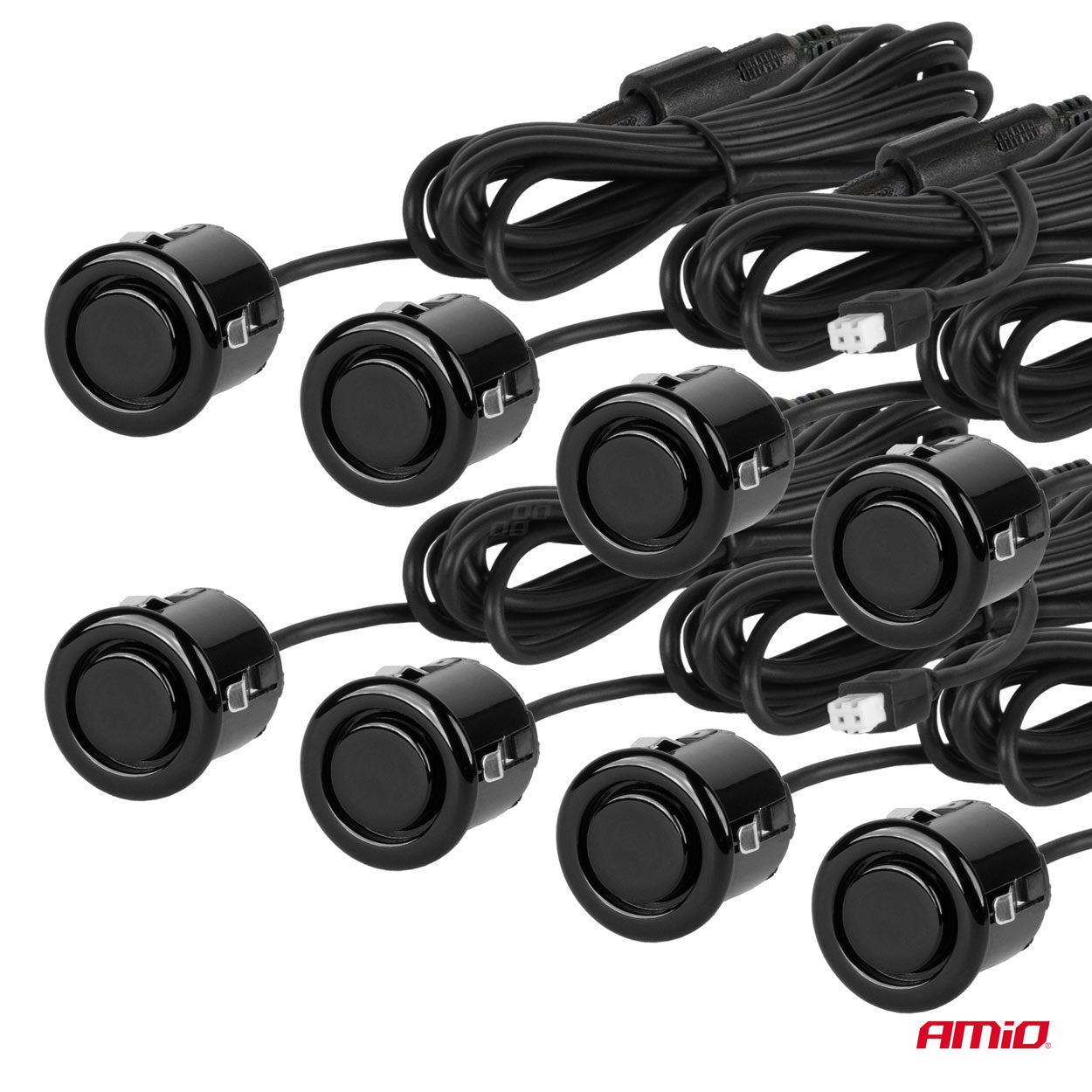 Sistema di parcheggio con sensori, cavi e display LED