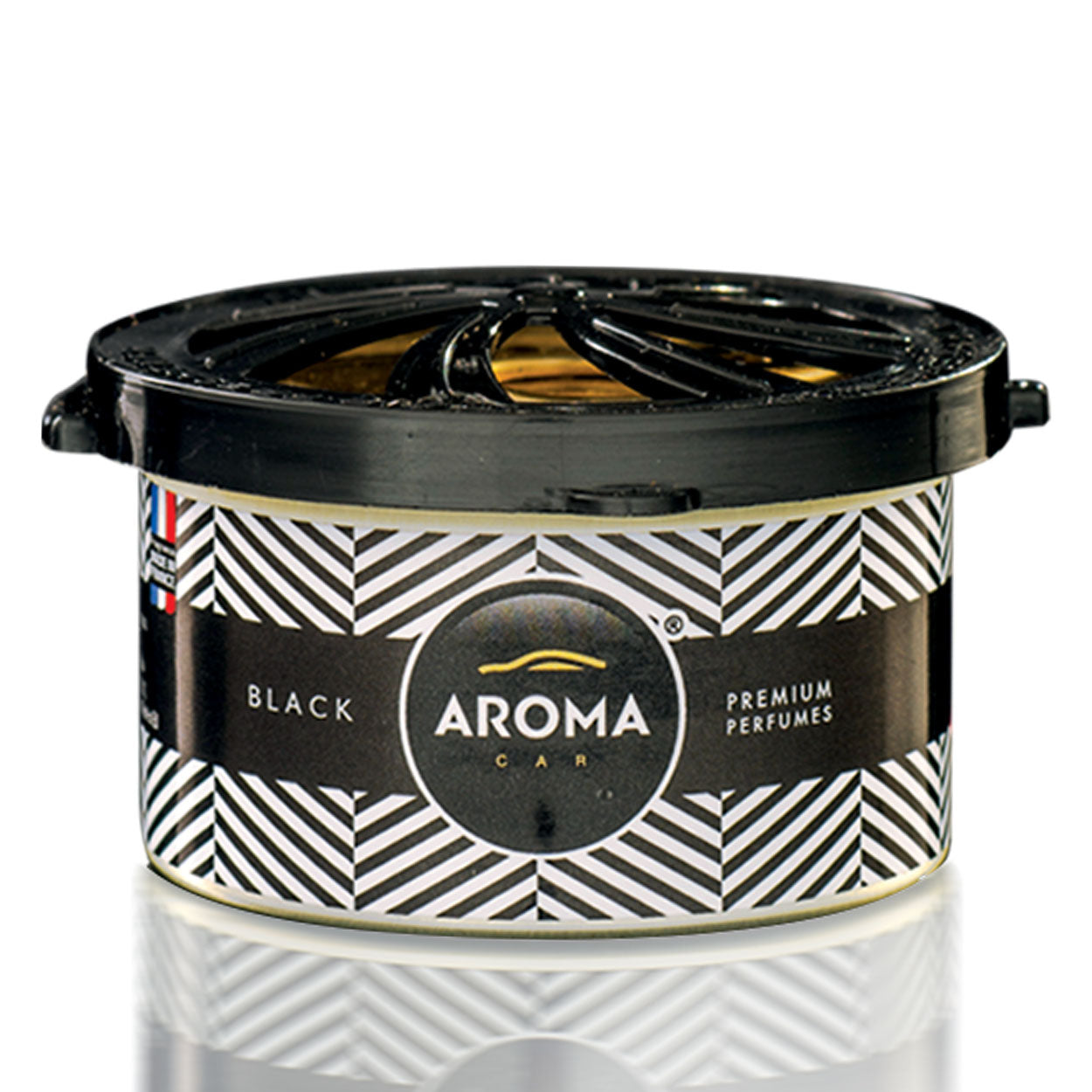 Aroma Car Prestige Organic Black deodorante per auto in lattina nera