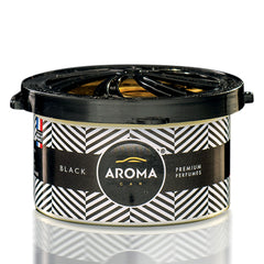 Aroma Car Prestige Organic Black deodorante per auto in lattina nera