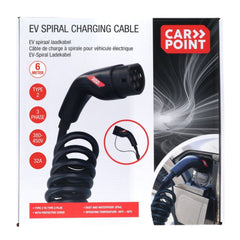 Cavo di ricarica a spirale Carpoint per auto elettriche Type 2 a Type 2, 32 A, 3 fasi, 6 metri 