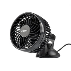 Sort bilventilator med sugekop til 24 V
