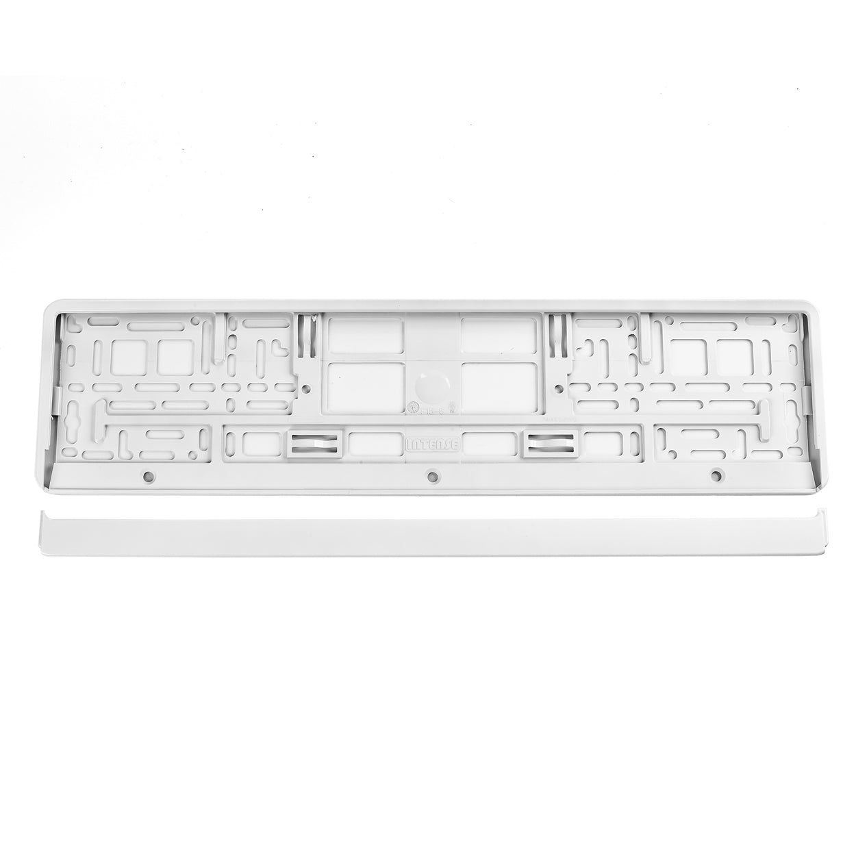 Portatarga bianco in plastica visto frontalmente