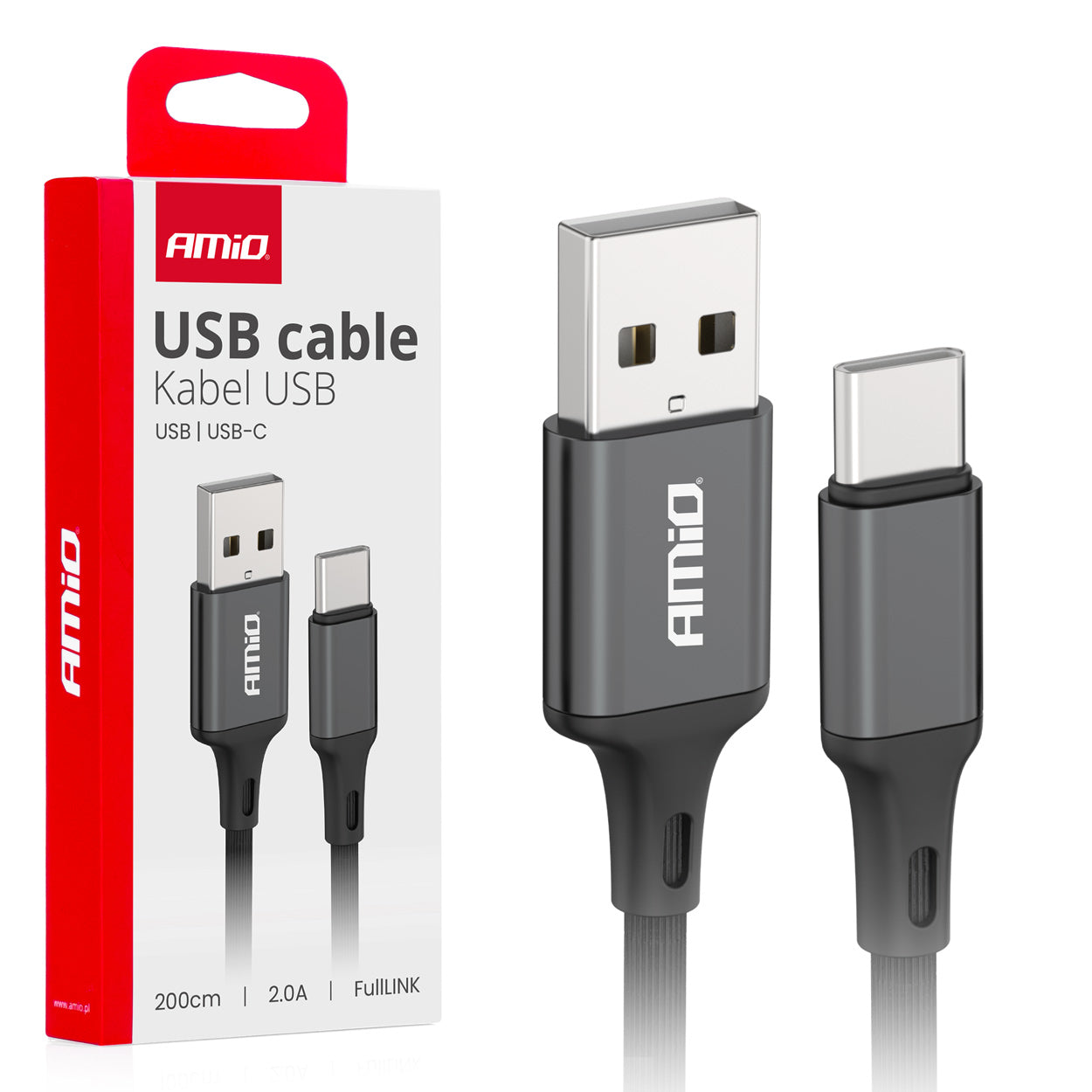 USB-A til USB-C kabel på 200 cm