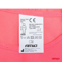 Pink refleksvest til børn med brede refleksstriber