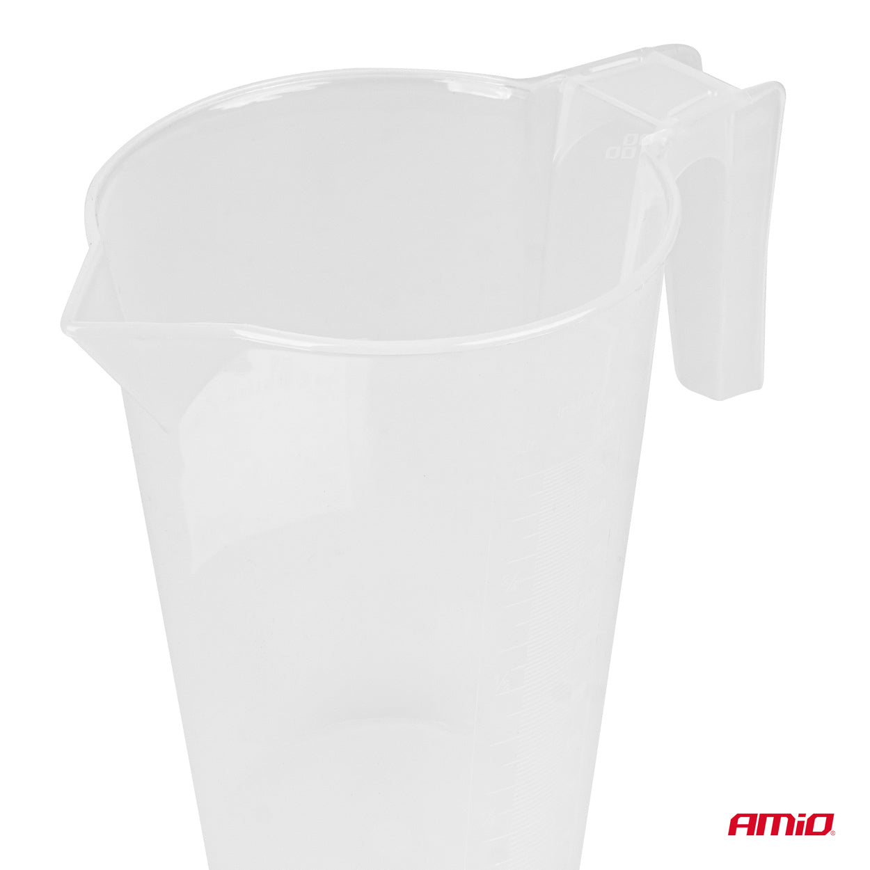 Målekande i transparent plast set fra siden