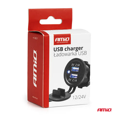 Vandtæt 12/24 V USB-oplader med 4,2 A