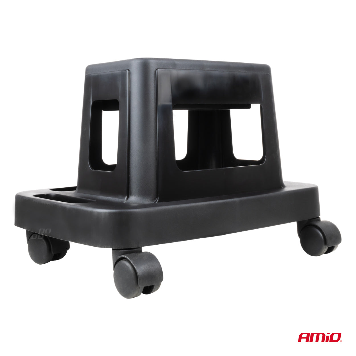 Værkstedsstol med hjul og plads til værktøj