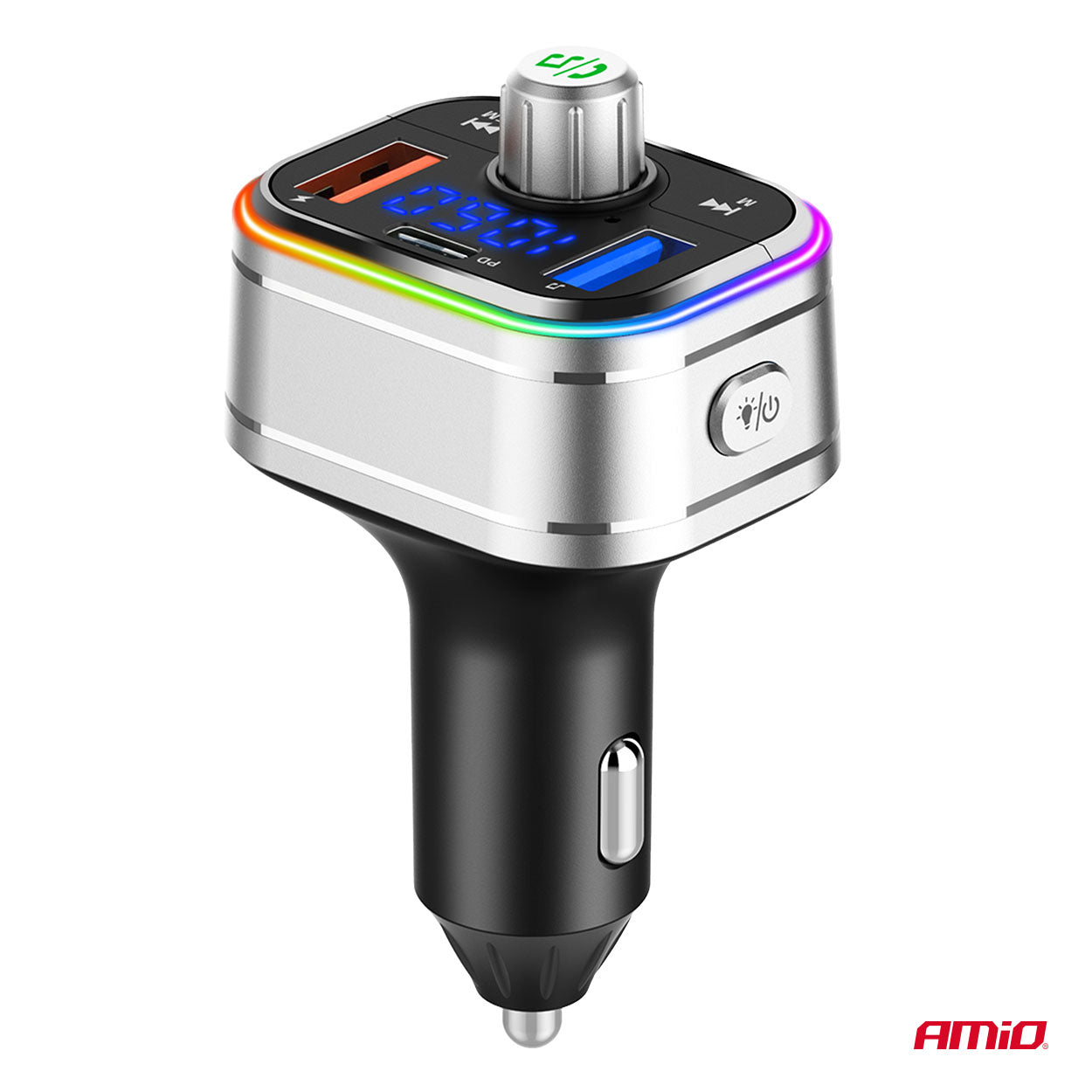 FM-sender med 2 USB-A-porte og USB-C-port