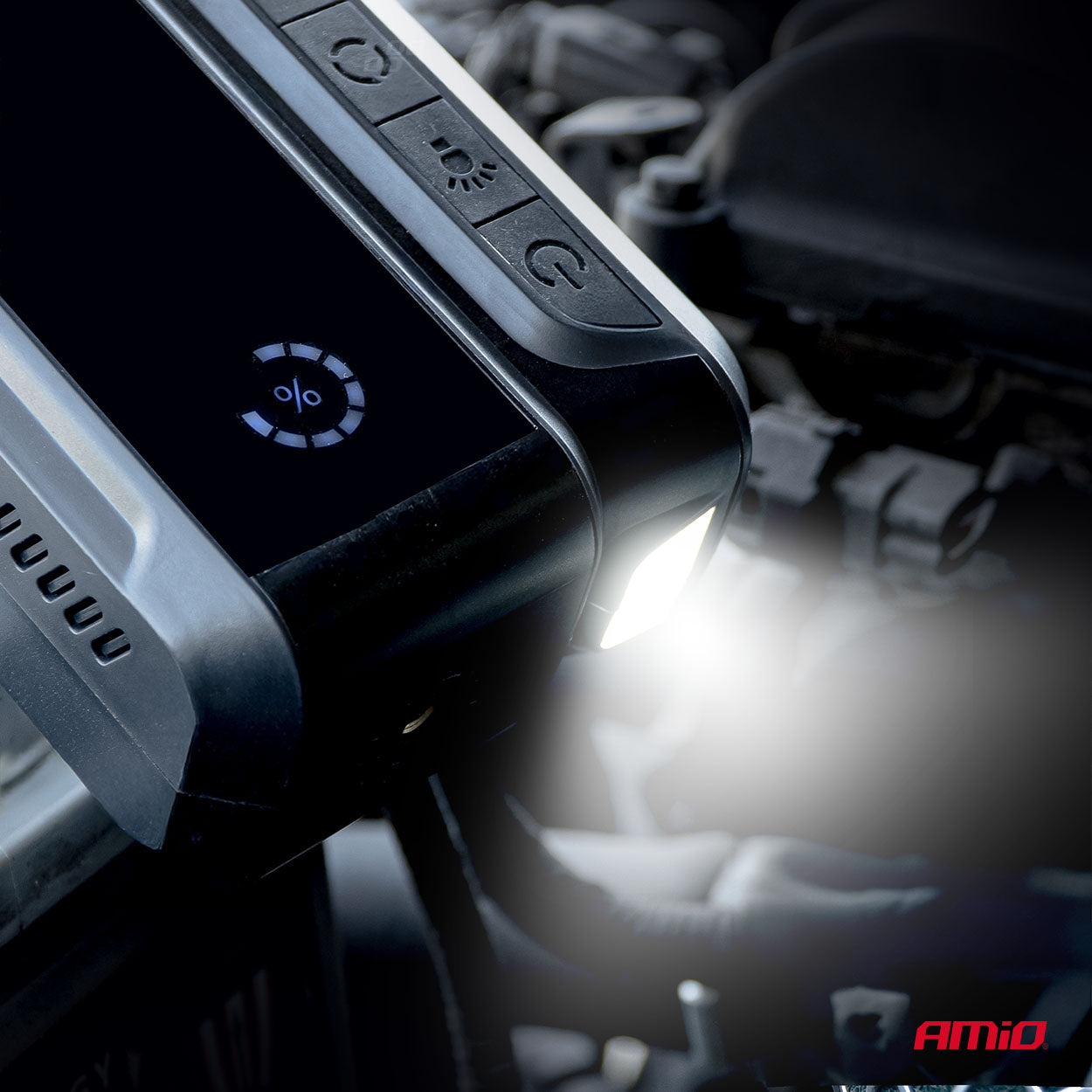 12 V jumpstarter med LED-lygte