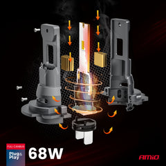 F25 PRO BLACK LED-forlygte set fra siden
