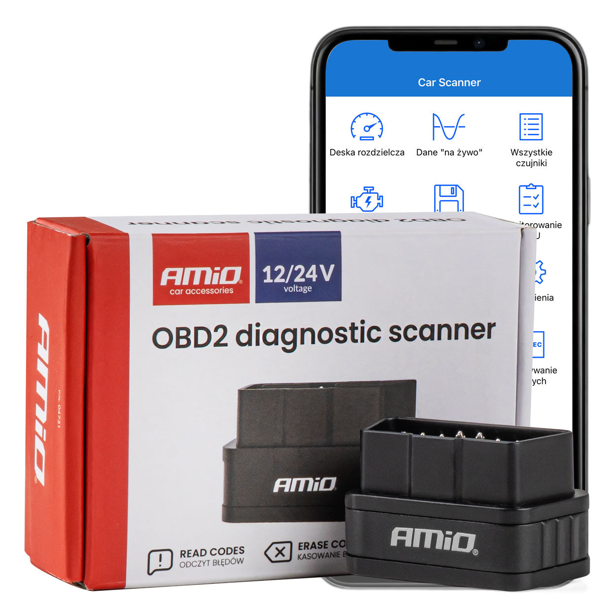 Trådløs OBD2-diagnosescanner set forfra