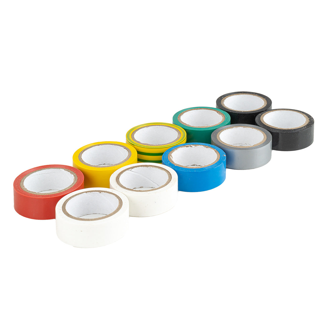 Sæt med 10 ruller farvet PVC-elektrikertape