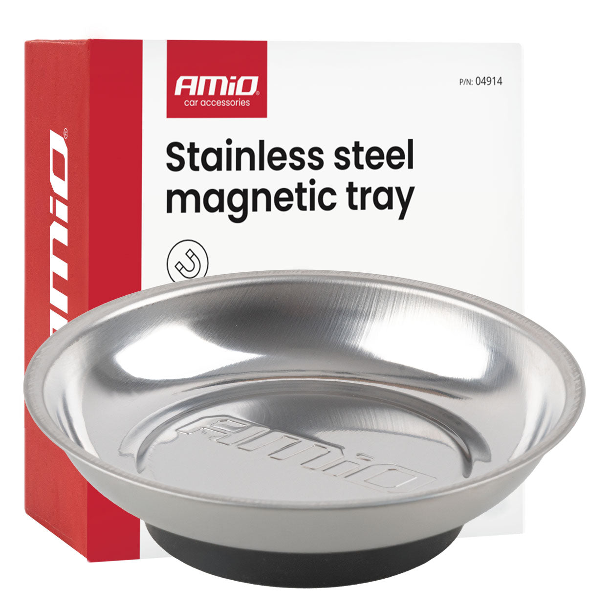 Vassoio magnetico in acciaio inox con diametro di 110 mm