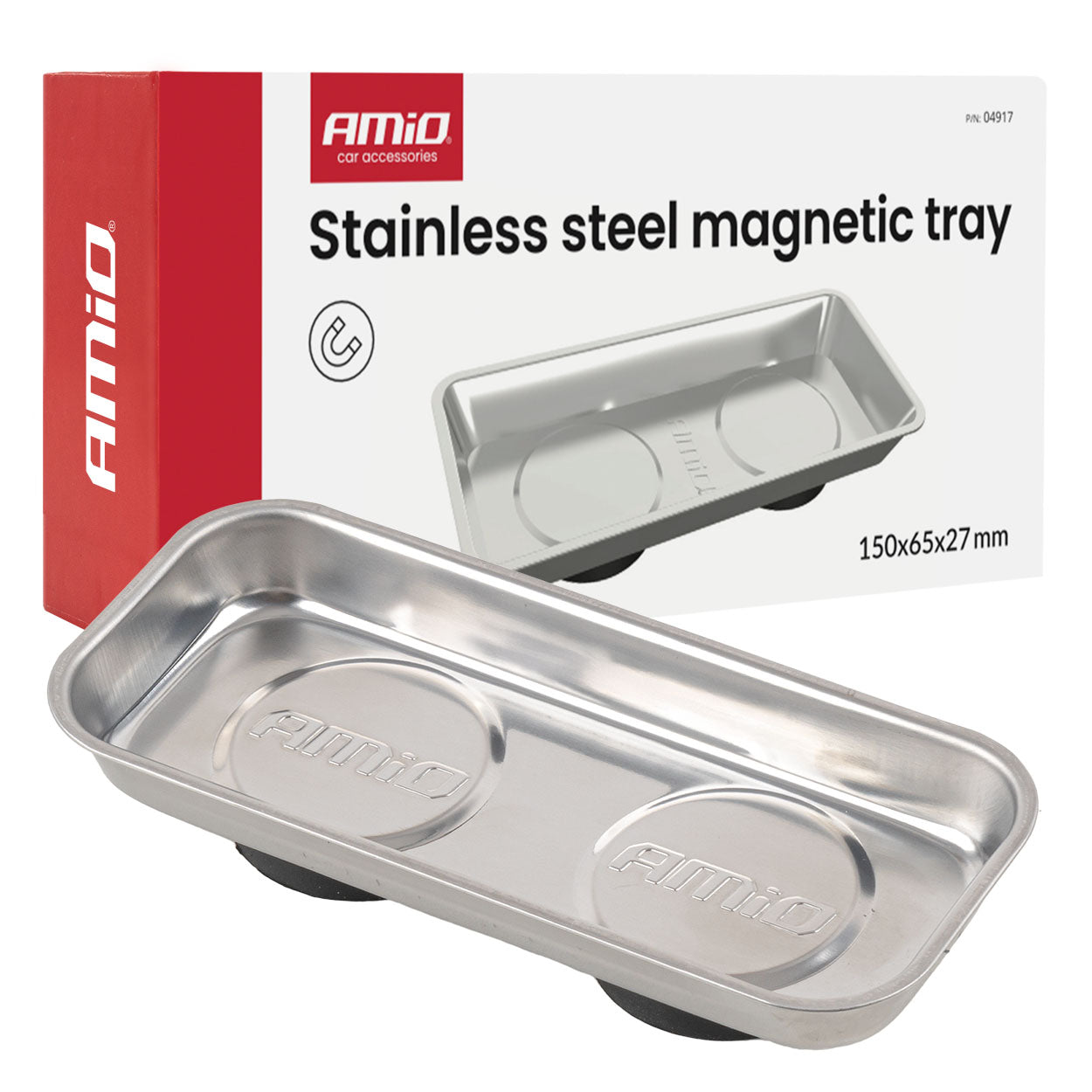Vaschetta magnetica in acciaio inox 150 × 65 × 27 mm