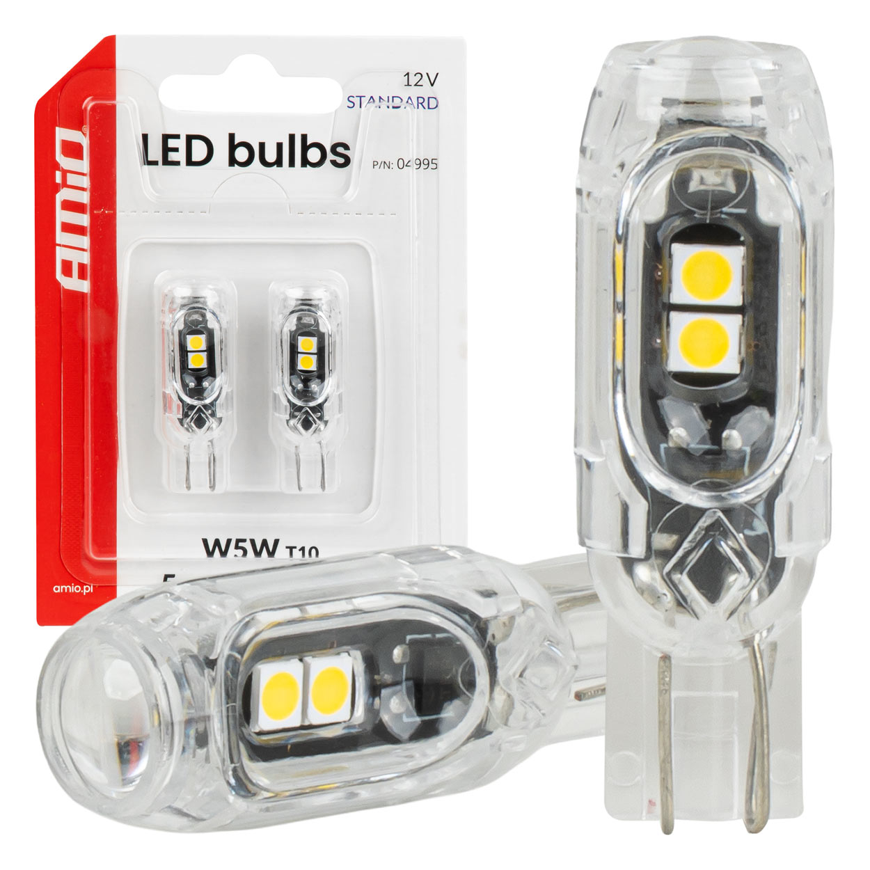 Lampadina LED T10 con 5 LED SMD 2835 e luce bianca
