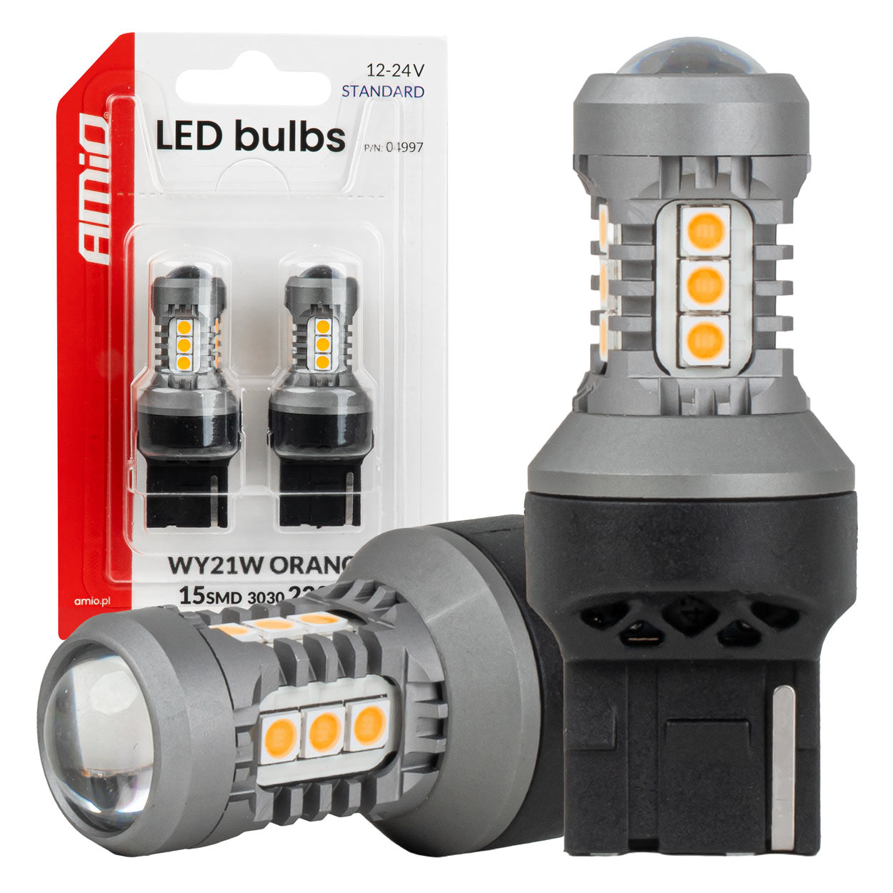 LED-pære 7440 WY21W med orange lys