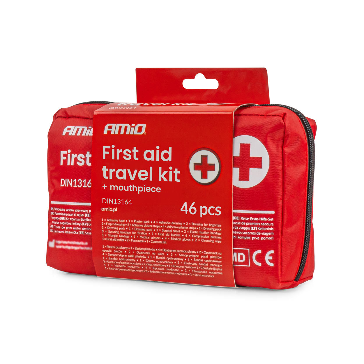 Kit di pronto soccorso in custodia secondo DIN 13164 con boccaglio