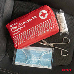 Kit di pronto soccorso completo di contenuto con custodia compatta da trasporto