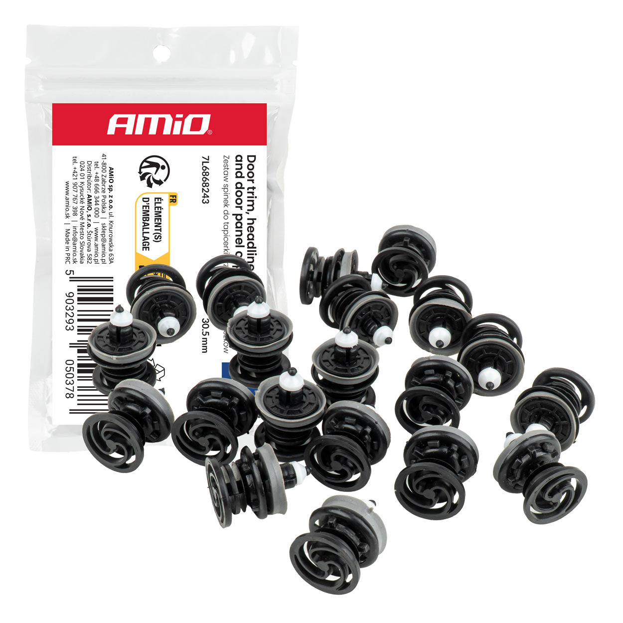 Set di clip per rivestimenti auto da 30,5 mm con 20 clip in plastica