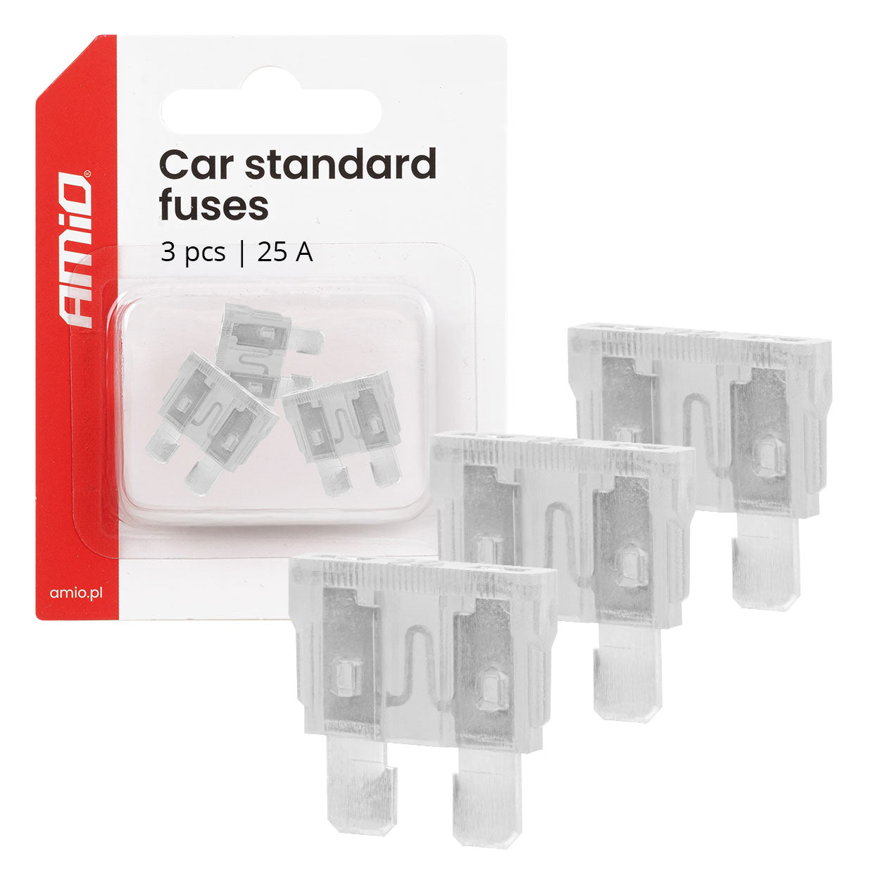 Fusibili auto STANDARD da 25A, 3 pezzi.