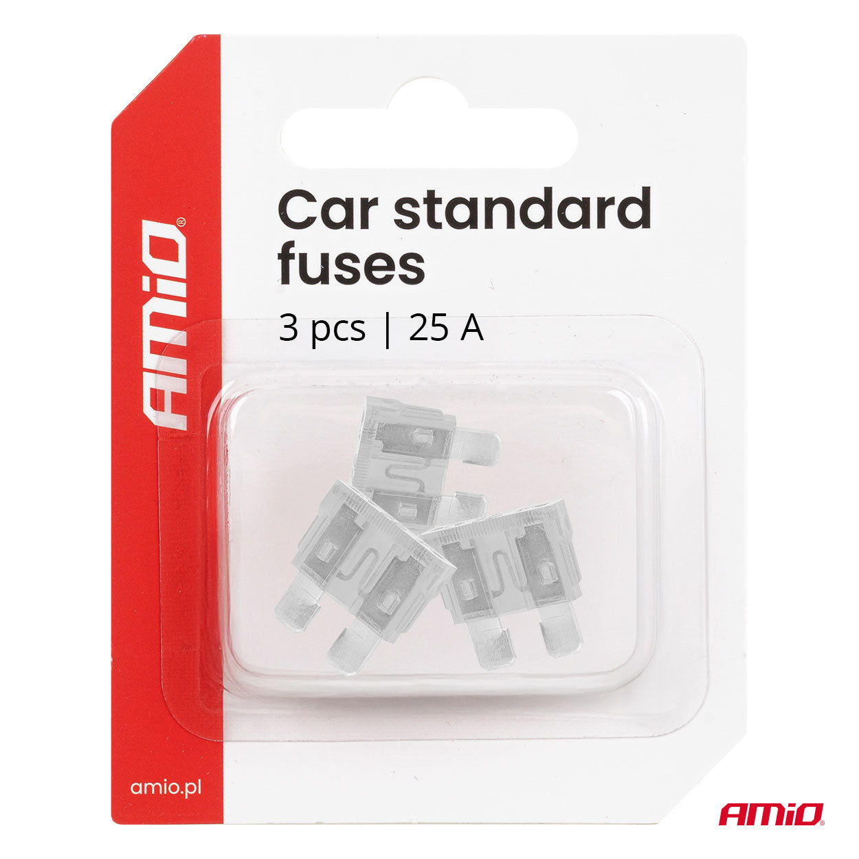 Confezione da 3 fusibili auto STANDARD da 25A.
