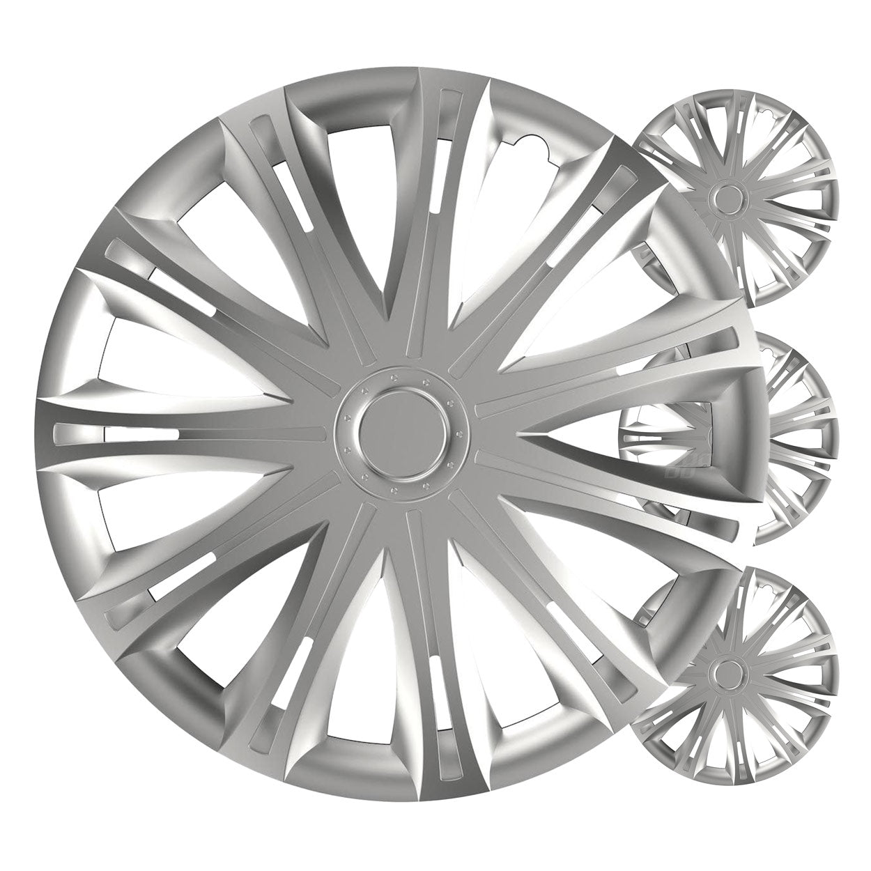 Copricerchi Versaco Spark da 13 pollici argento e nero, set da 4