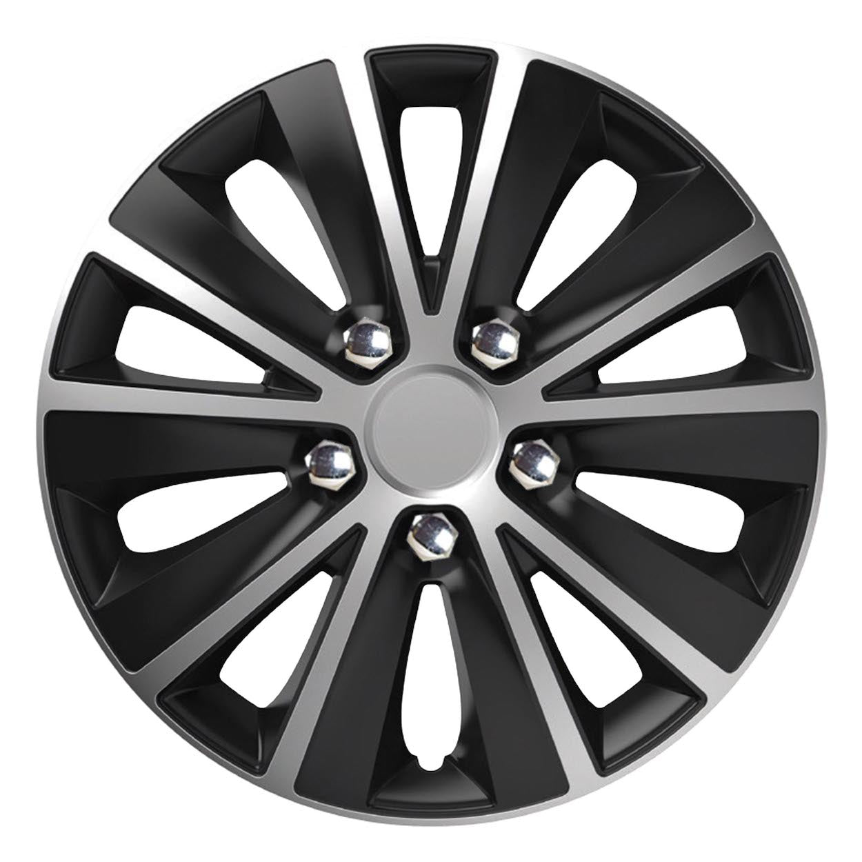 Copricerchio Versaco Rapide NC da 14 pollici in argento e nero con look dadi cromati